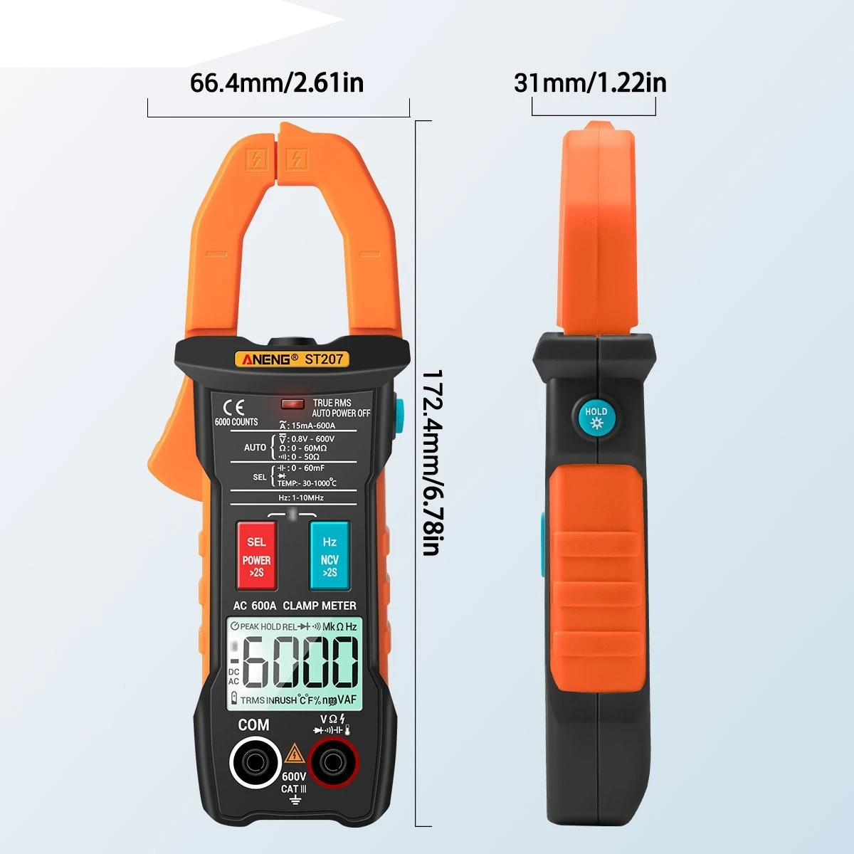 True RMS Clamp Meter with App Remote Control Autoranging Diode Hertz Temperature Tester