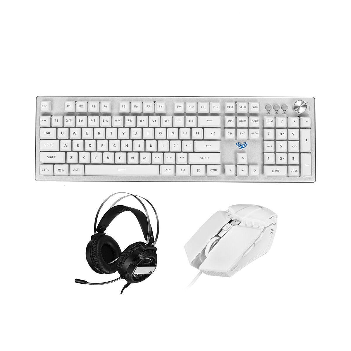 3-In-1 LED Backlit Gaming Keyboard Mouse Noise-Canceling Headset Combo with Mouse Pad