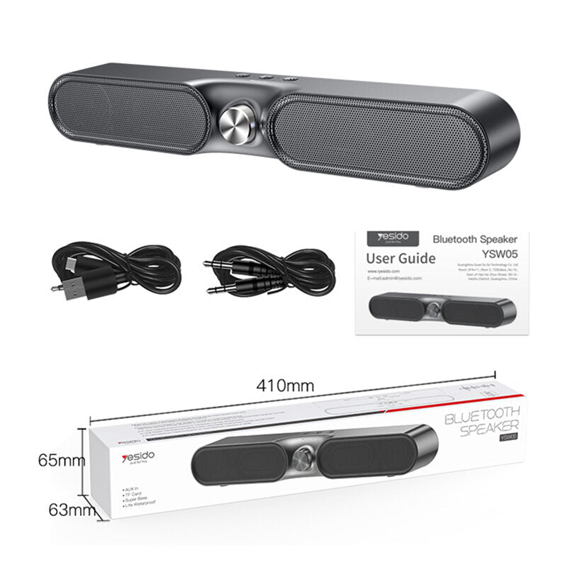 Dual Horns Bluetooth 5.0 Hi-Fi Bass Stereo Surround Wireless Handsfree Speaker Soundbar with Mic