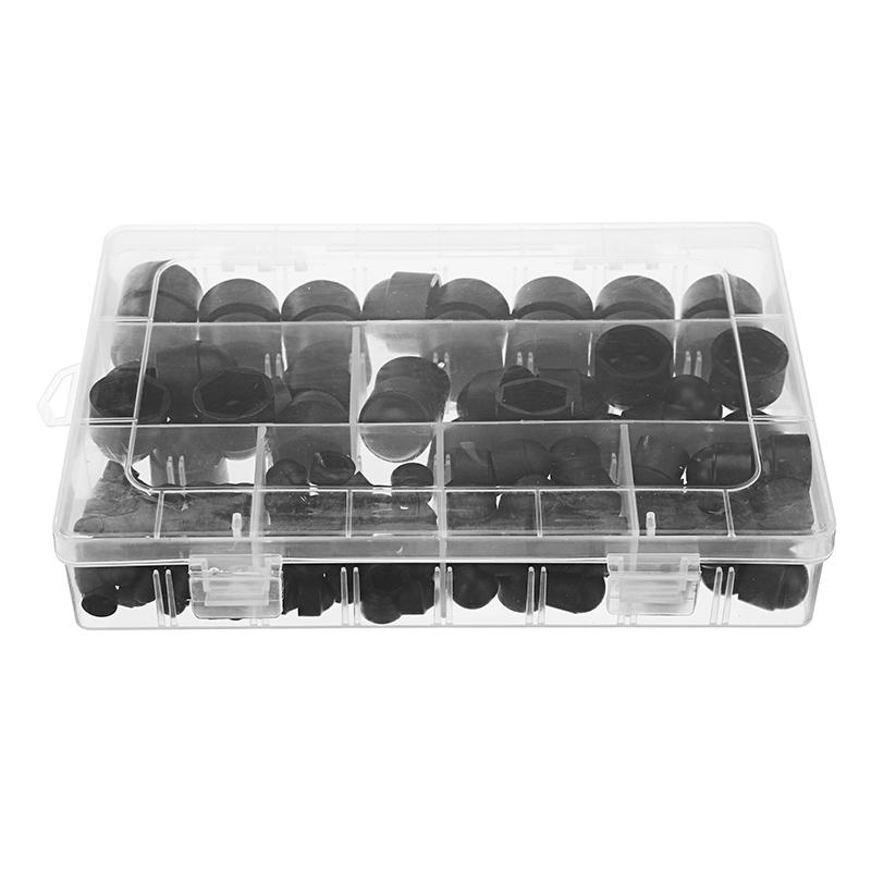 M4/M5/M6/M8/M10/M12 Black Nut Bolt Cover Hexagonal Bolt Cap Rubber Cap 145Pcs