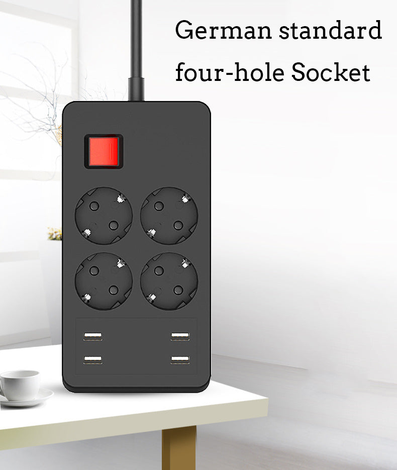 European Standard Socket 4 Jacks 4 USB Smart Power Converter German Standard Plug Home Office Power Adapter