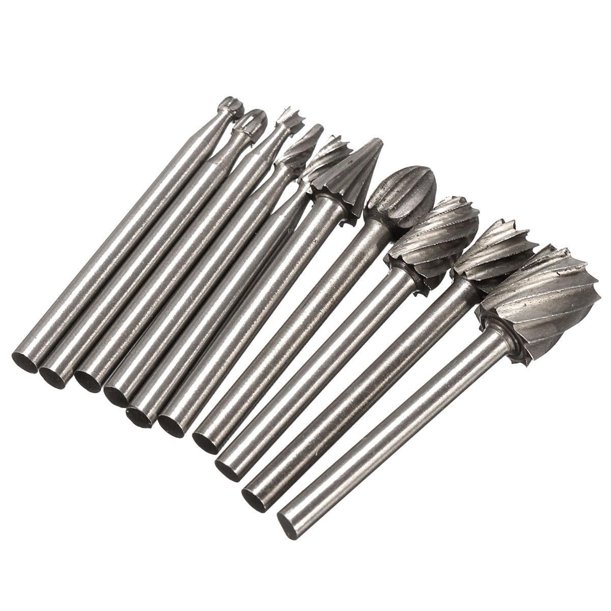 10pcs HSS Router Bit Burr For Dremel and Rotary Engraving Wood Working Tool