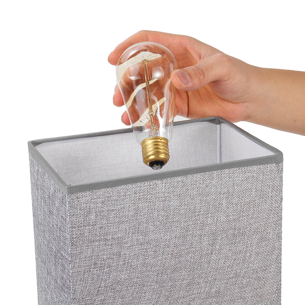Table Lamp with 2 Phone Stands Dimmable USB Lamp Grey Table Lamp Built in 2 USB Ports & 2 AC Outlet, Bedside Lamps Idea