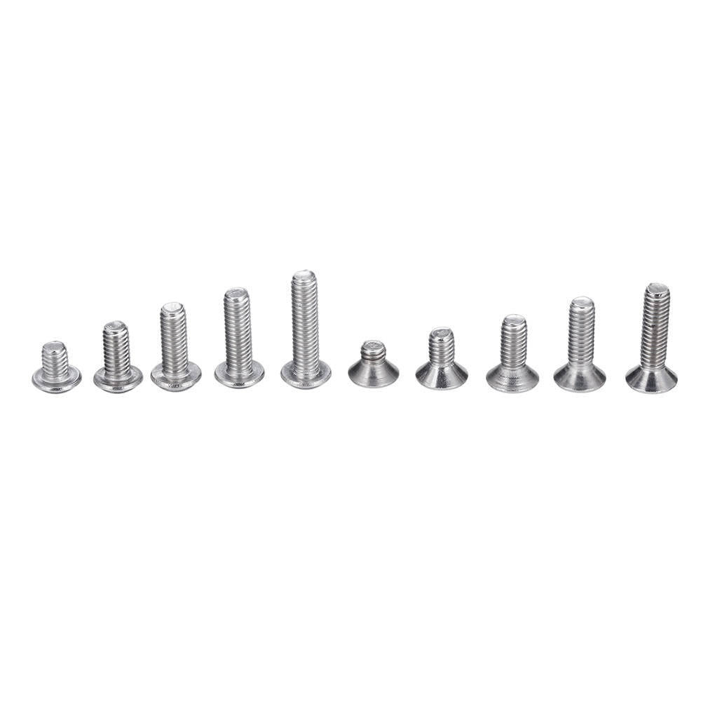 M3SH9 700Pcs M3 304 Stainless Steel Machine Screw Hex Socket Flat&Button Head Bolt Assortmen