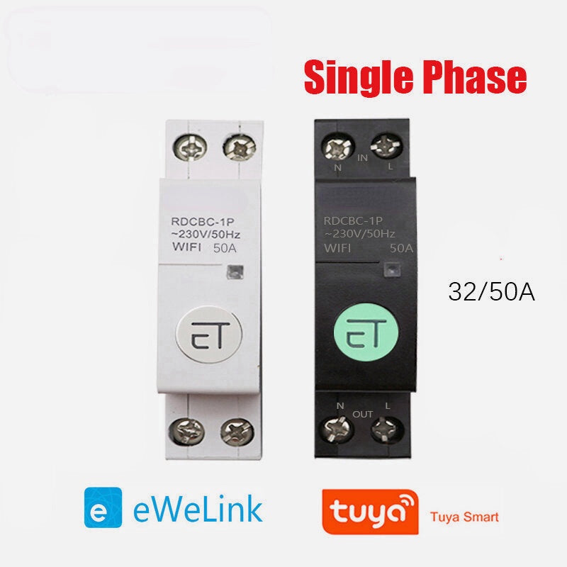 Smart Light Switch WIFI 63/80A Single Phase Circuit Breaker Timer Relay Switch Voice Remote Control Works With Tuya eWeLink APP Alexa Google Home