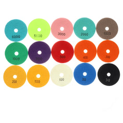 17pcs 4 Inch 30-800 Grit Diamond Polishing Pads Set for Marble Granite Stone Concrete