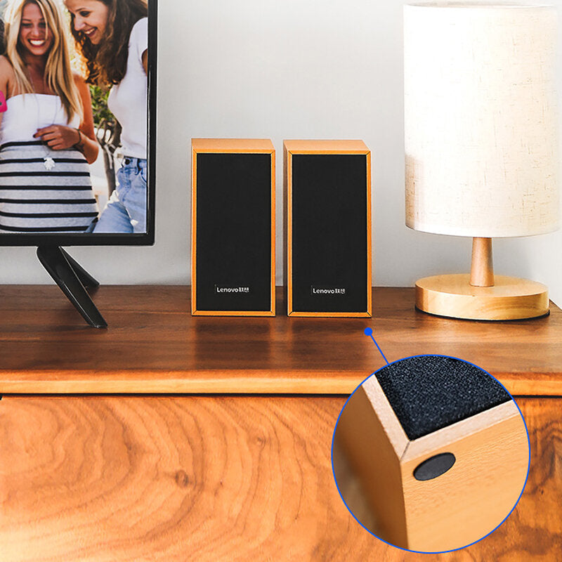 Wooden Soundbar 3.5mm USB Wired Speaker Hi-Fi Stereo Subwoofer Boombox Dual Speaker for Computer Laptop