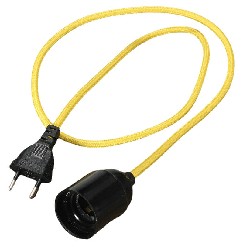 Fabric Cable Pendant Lamp Vintage Industrial Filament Light Bulb Holder Base 110V-240V