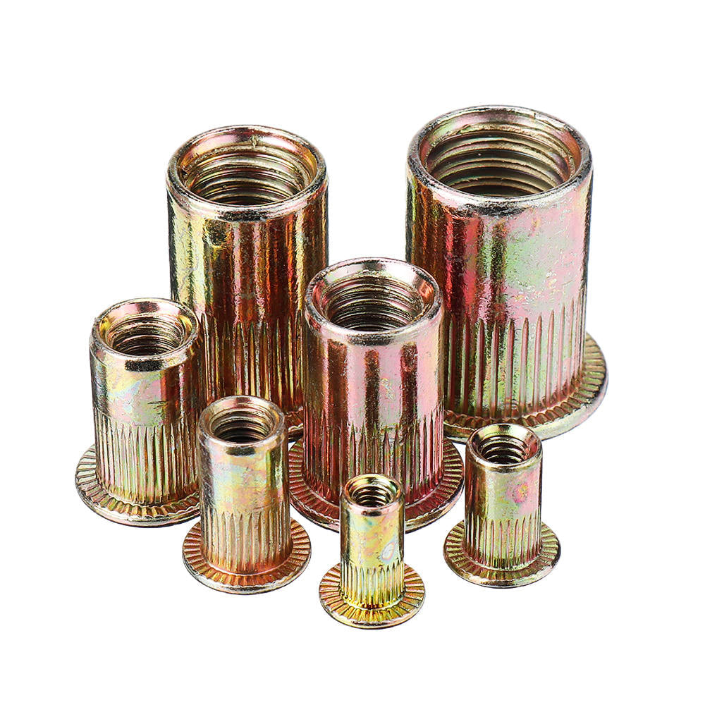 190Pcs M3/M4/M5/M6/M8/M10/12 Carbon Steel Zinc Plated Rivet Nut Threaded Countersunk Head Insert Nut Tool Kits
