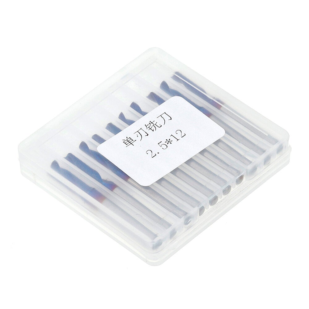 10pcs 3.175 Shank 2.5mm Blue Coated Single Flute End Mill Tungsten Carbide Spiral CNC Milling Cutter