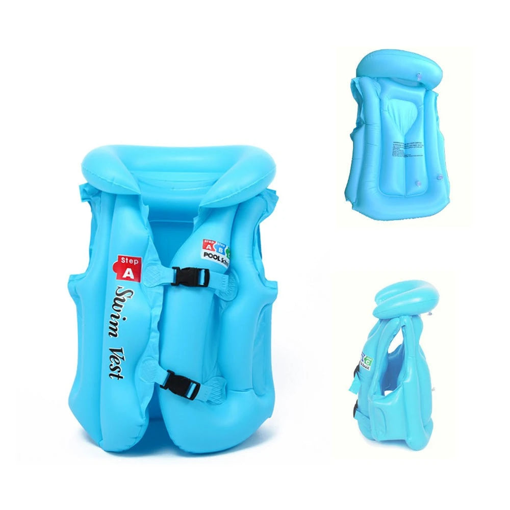 Kids Float Inflatable Swim Vest Solid Color Life Jacket Swimming Aid Learning Floats