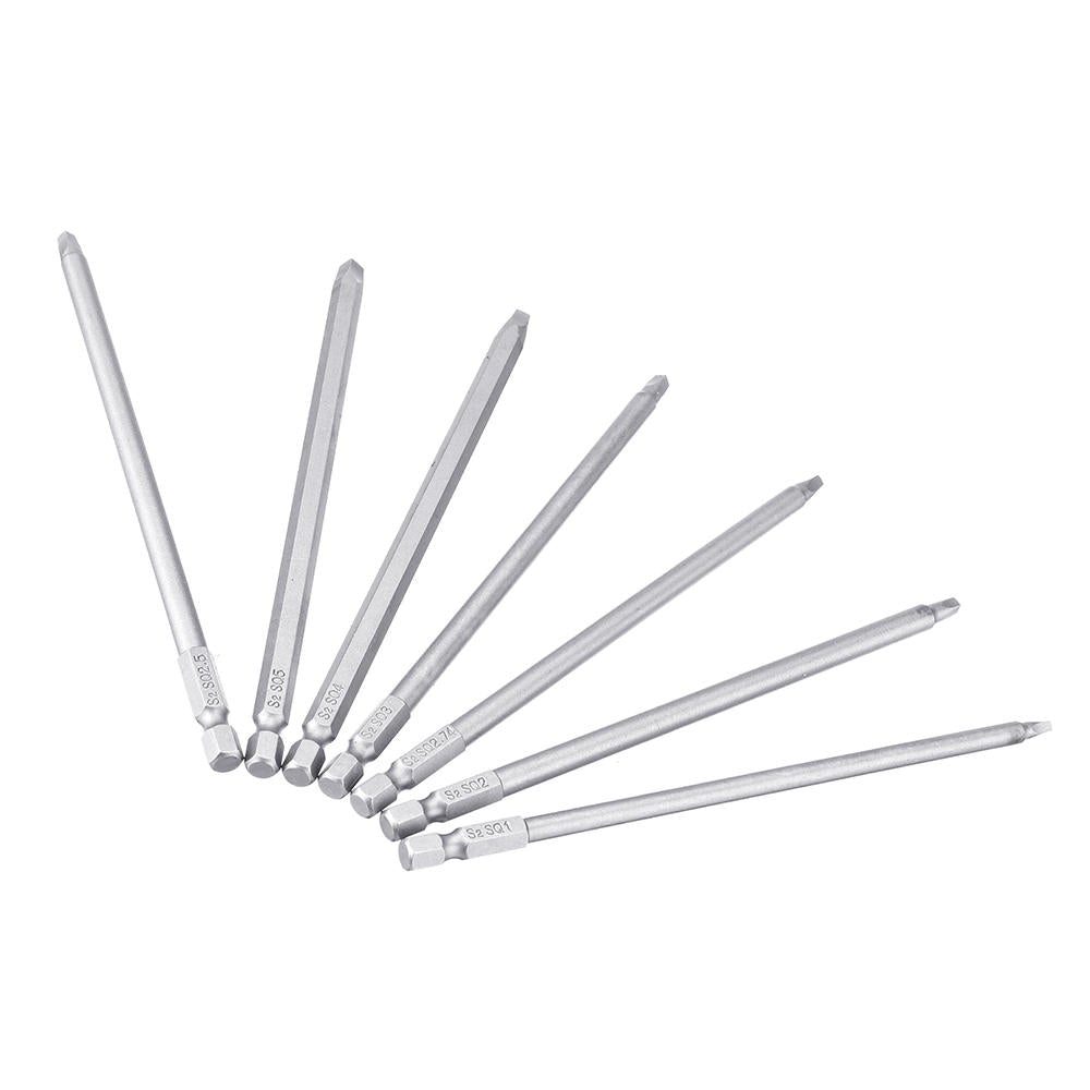 7pcs 150mm Square Screwdriver Bits 1/4 Inch Hex Shank Screwdriver Bit