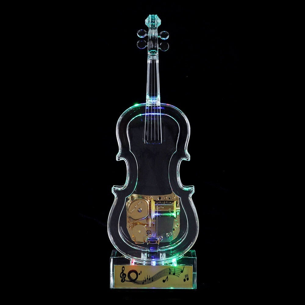 Mechanical Wind-up Violin Shape Music Box Home Decoration Birthday Gifts