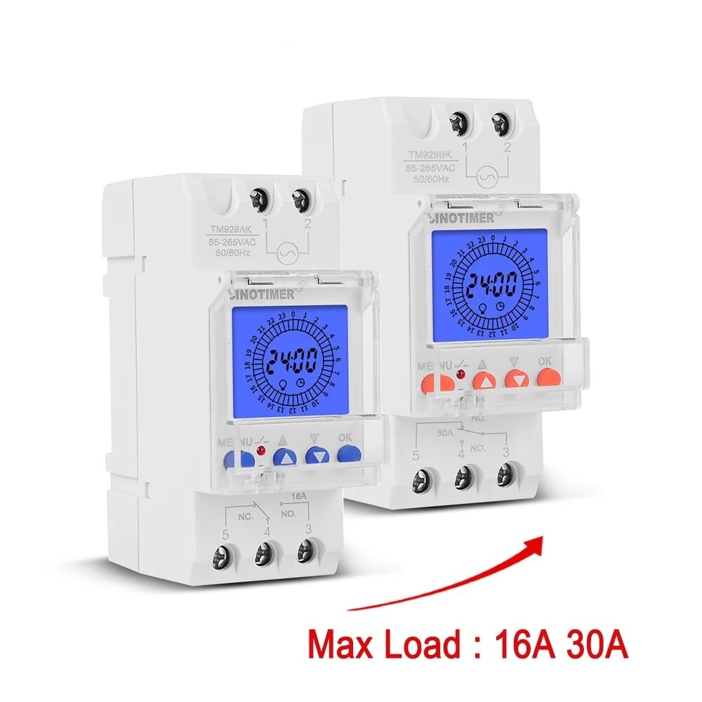 LCD Digital Analogue Time Switch Replaceable Battery 85-265V 16A 30A 24 Hours