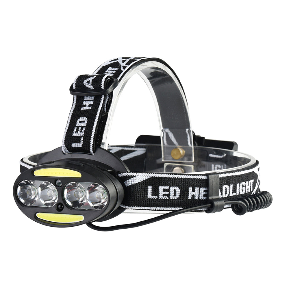 6LED Smart Sensor Cycling Headlight 5 Switch Modes 4xT6+2xCOB LED Red Warning Light