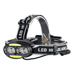 6LED Smart Sensor Cycling Headlight 5 Switch Modes 4xT6+2xCOB LED Red Warning Light