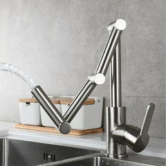 Folding Kitchen Sink Faucet Retractable Hot and Cold Mixer Tap Brass Universal Swivel Modern