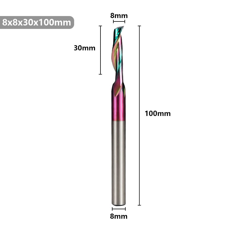 HSS Milling Cutter 8mm Super Coated Single Flute End Mill for Aluminum Door Window Cutting CNC