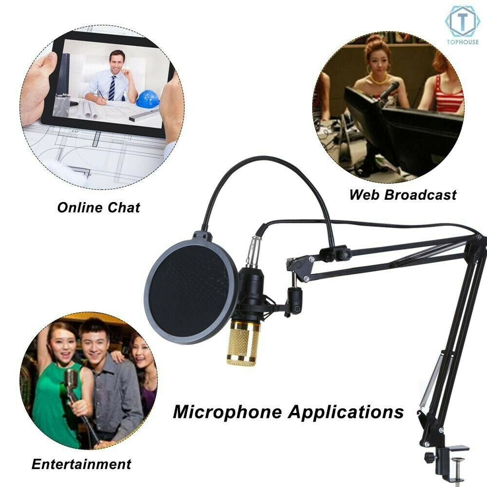 USB Condenser Microphone Computer K Song Wired Set Sound Card Blowout Prevention Net