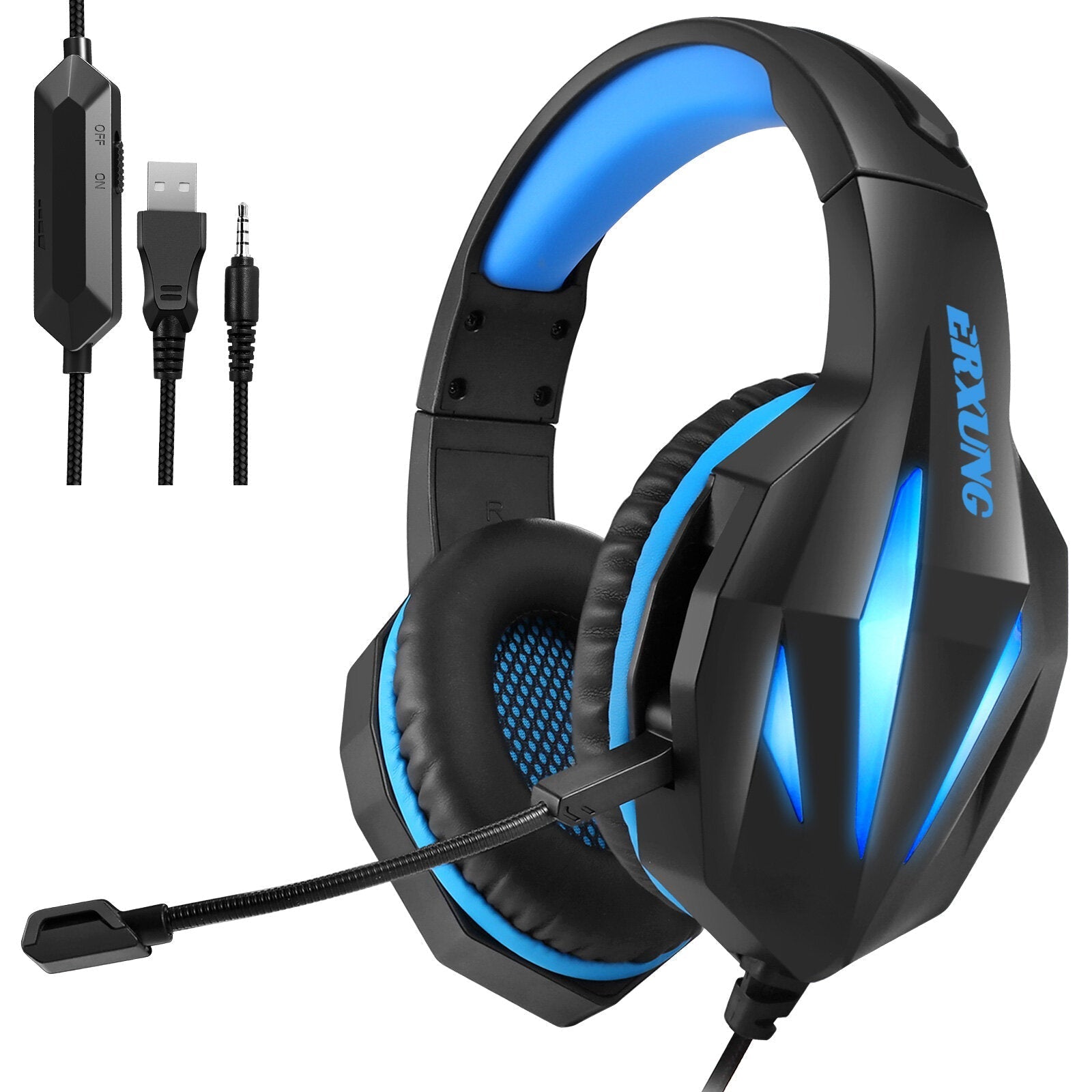 Gaming Headset Wired Stereo Sound LED Light Headsets Noise-cancelling Game Headphones With Mic