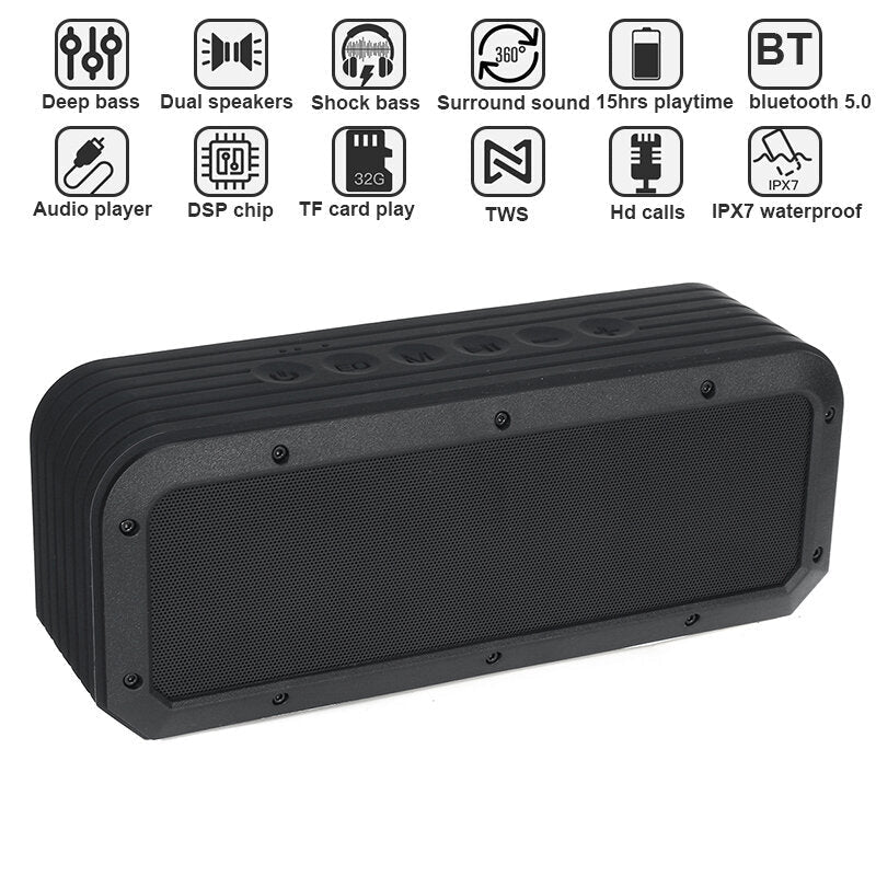 Portable Bluetooth 5.0 Speaker High Power Bass Subwoofer 60W Waterproof Outdoor Speakers Boombox AUX TF Hi-Fi Loudspeaker Music Box