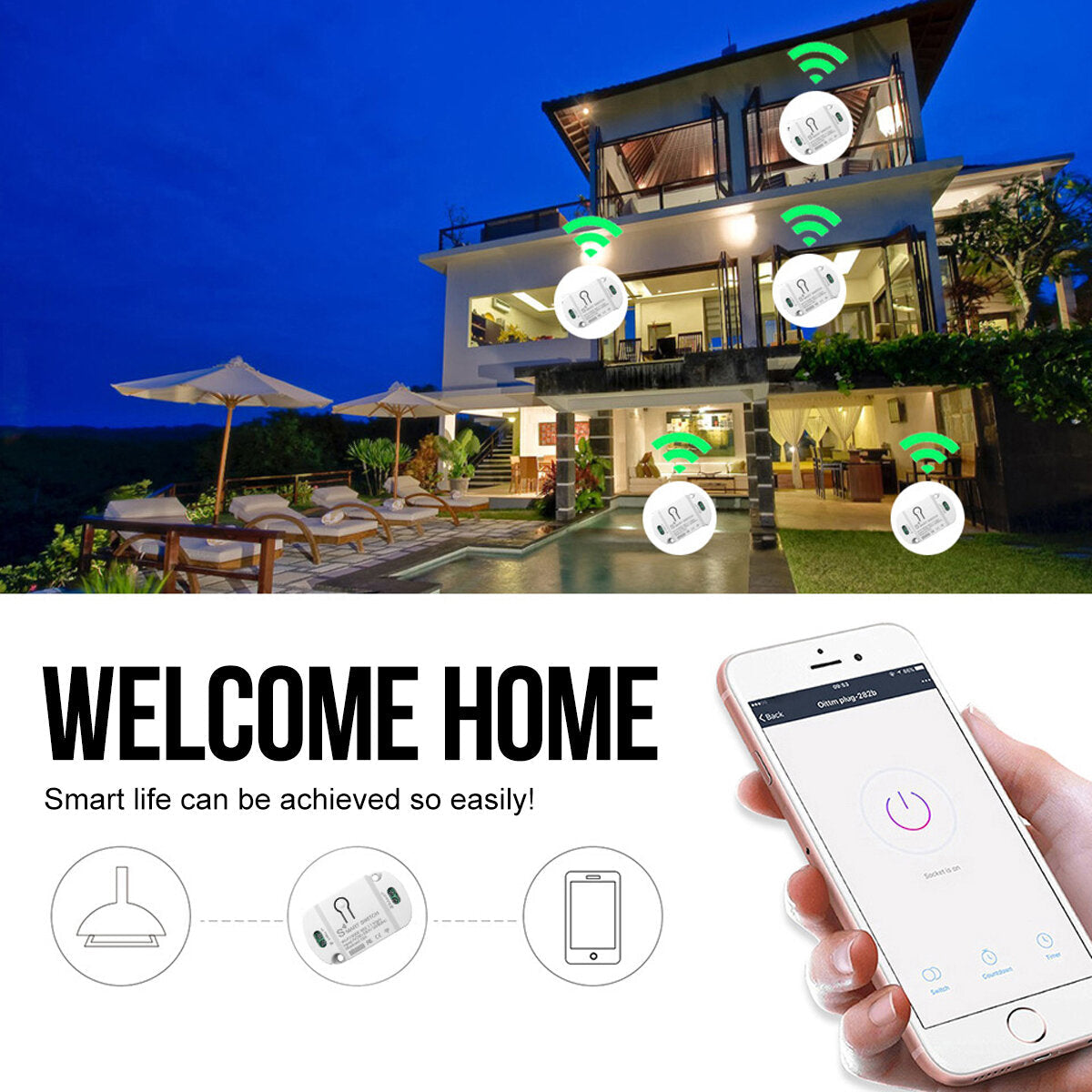 WiFi Smart Switch Wireless Remote Switch APP Control Universal Smart Home Automation Module Voice Control Compatible with Alexa /Google Home