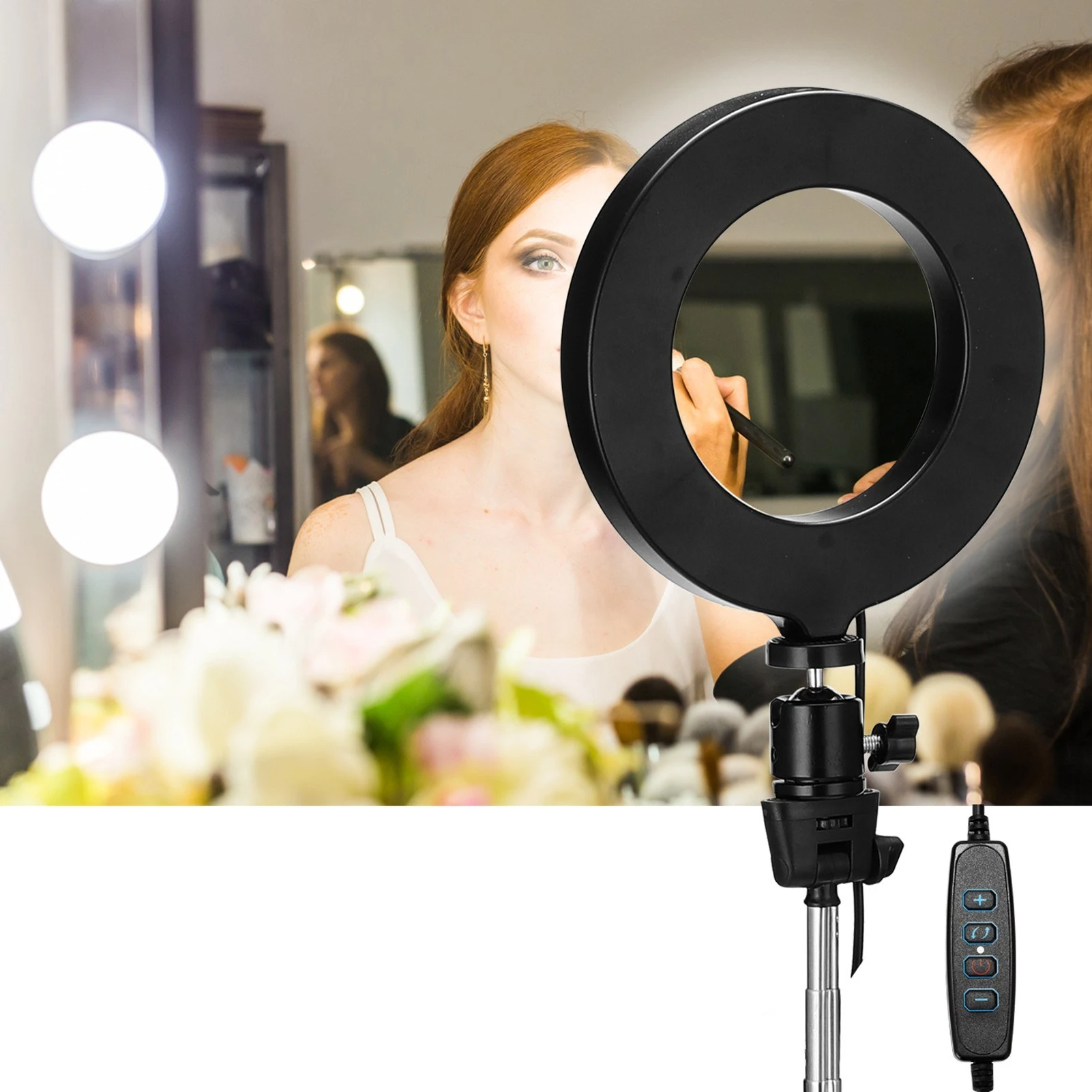 USB Dimmable Wide Dimming Range LED Round Fill in Light Tripod for Photo Selfie Photography