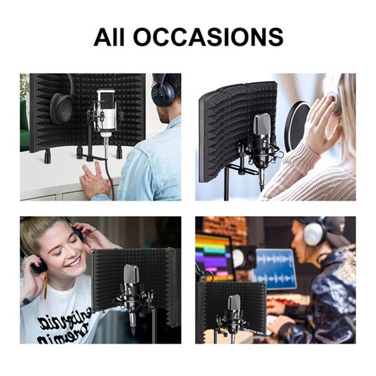 Foldable Microphone Acoustic Isolation Shield Foams Studio Panel for Recording Live Broadcast Accessories