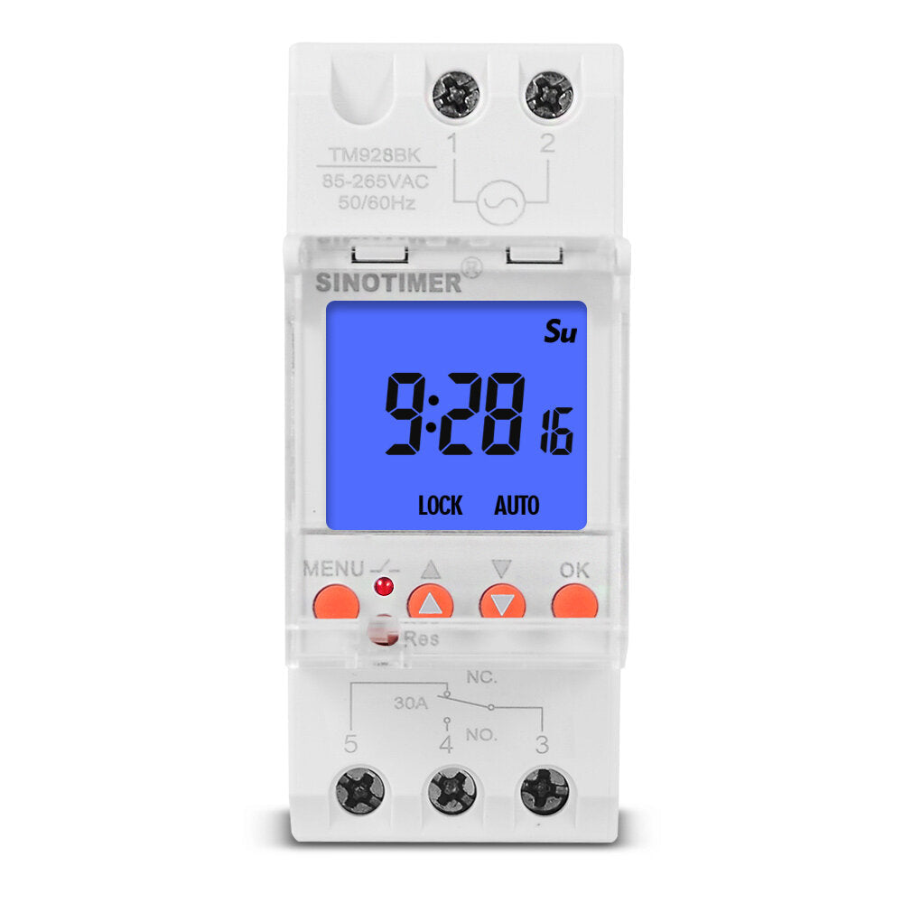 LCD Display Backlight Digital Weekly Programmer Universal 220V 110V Input 1NO + 1NC Cycle Time Controller DIN Rail