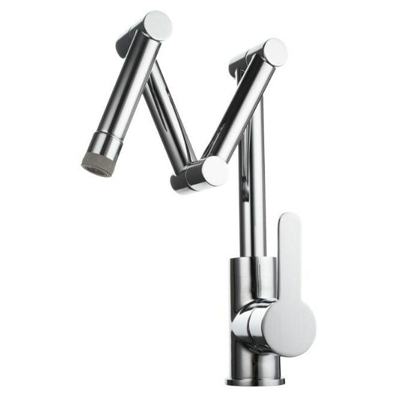 Folding Kitchen Sink Faucet Retractable Hot and Cold Mixer Tap Brass Universal Swivel Modern