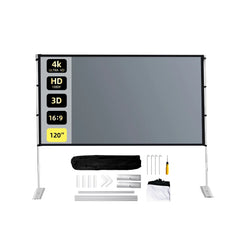 4K Projector Screen with Stable Stand 72" 84" 100" 120" 3D Curtain Anti-Light Portable Carrying Bag Home Theater Outdoor Movie