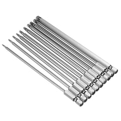 10Pcs S2 Alloy Steel T6-T40 150mm Magnetic Torx Screwdriver Bits 1/4 Inch Hex Shank