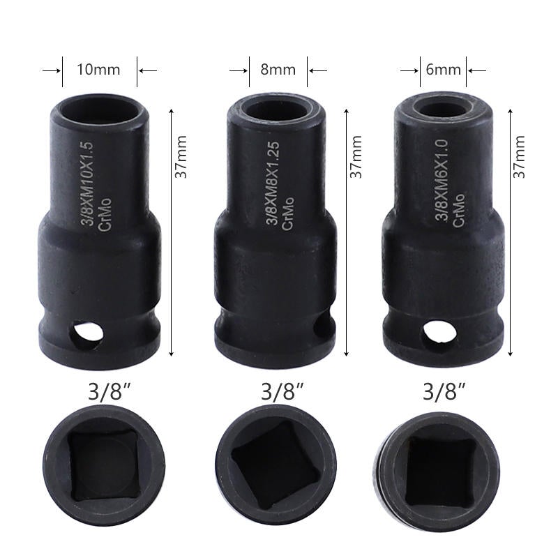 Socket Adapter 6mm/8mm/10mm Socket Holder 3/8 Inch Square Driver Bolt Driver for Hanger Bolts Thread Tools