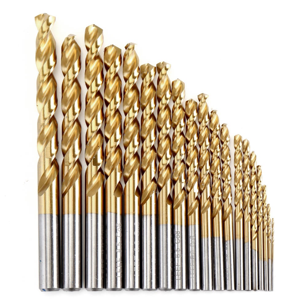 19Pcs Titanium Coated M42 Twist Drill Bit 8% High Cobalt HSS Set Industrial Grade 1-10mm for Stainless Steel Metal Wood