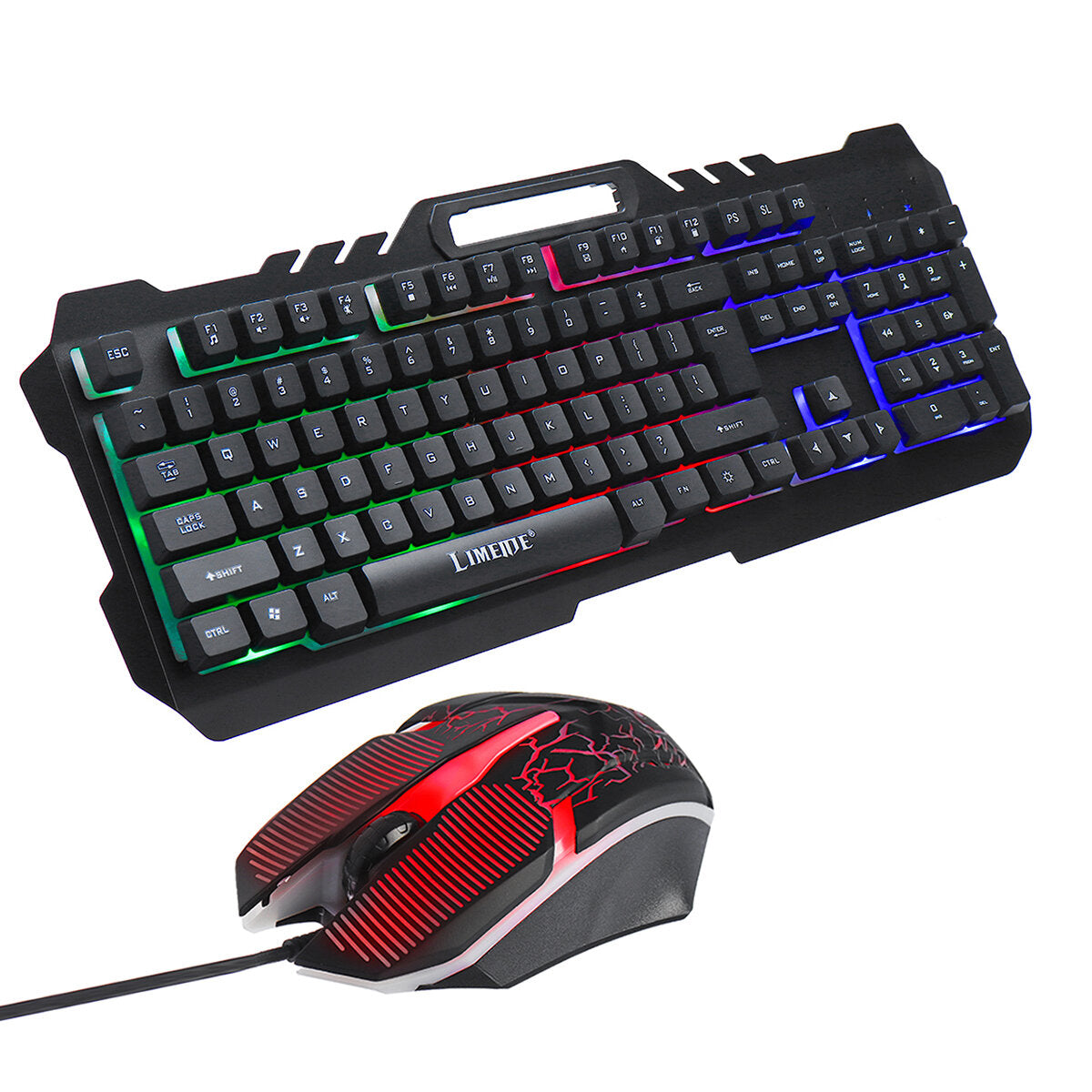 Wired Mechanical Keyboard & Mouse Set 104 Keys RGB Backlight Gaming Keyboard with Phone Holder 1600dpi Mouse