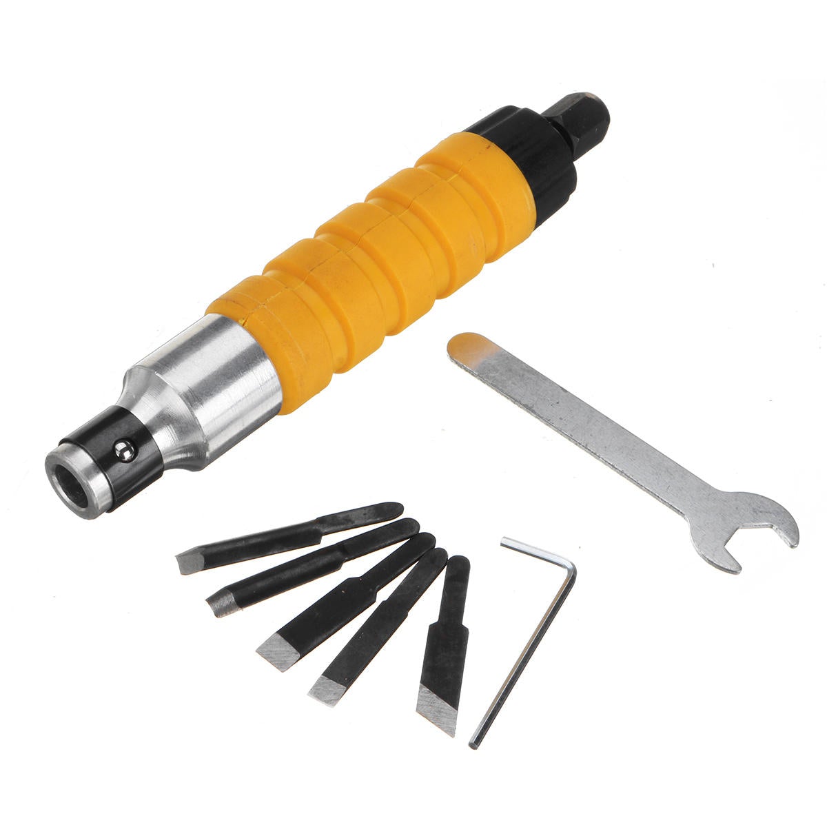 Wood Carving Chisel with 5 Carving Blades and Rotary Shaft for wood working Carving Machine Tool