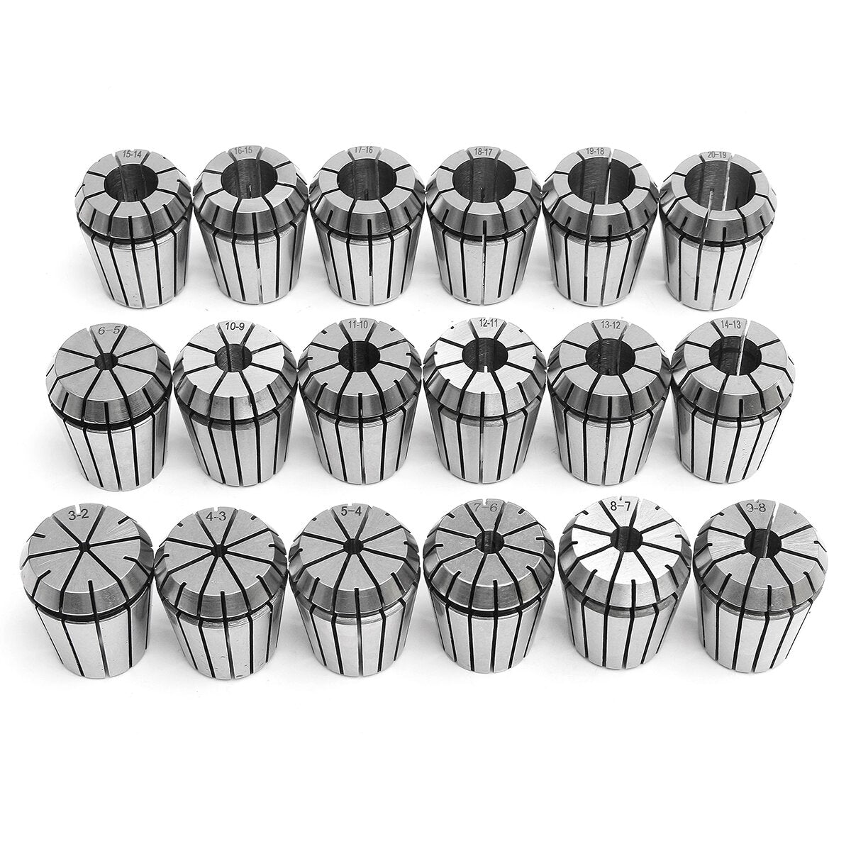 18pcs 3-20mm Collects Set Collet Chuck Set 1/2 Inch Thread with Chuck And Spanner