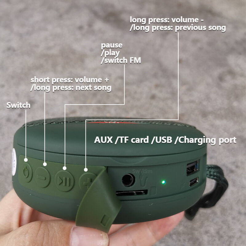 2 in 1 Bluetooth Speaker + Headset Wireless 3D Stereo Subwoofer Music Sports In-Ear Earphone Speaker Support TF Card FM Radio