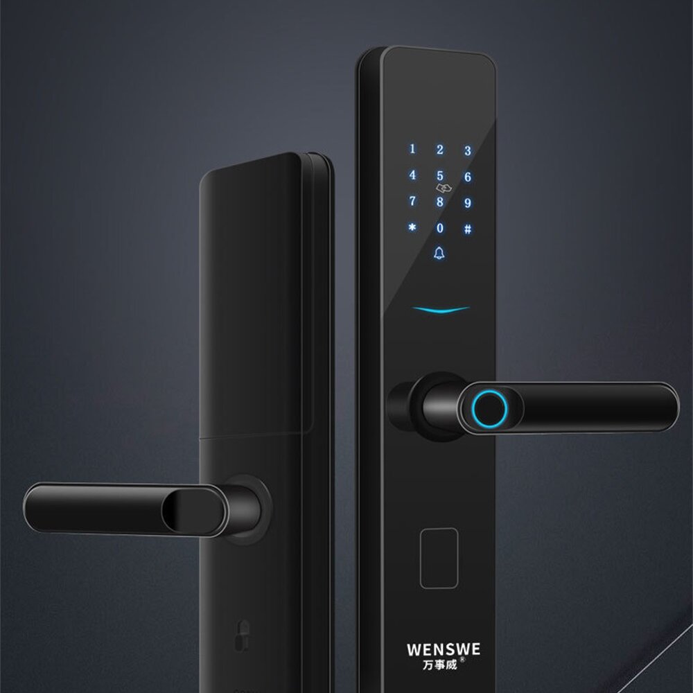 Aluminum Alloy Fingerprint Lock Household Anti-Theft Door Smart Lock With One Grip Electronic Code Lock Gemstone Black Paint Process