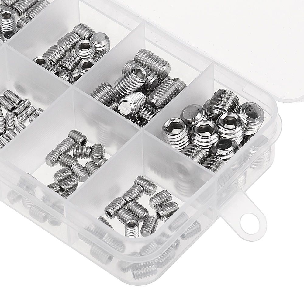 200Pcs Stainless Steel Set Grub Screw Allen Hex Socket Cup Point Assortment M3/M4/M5