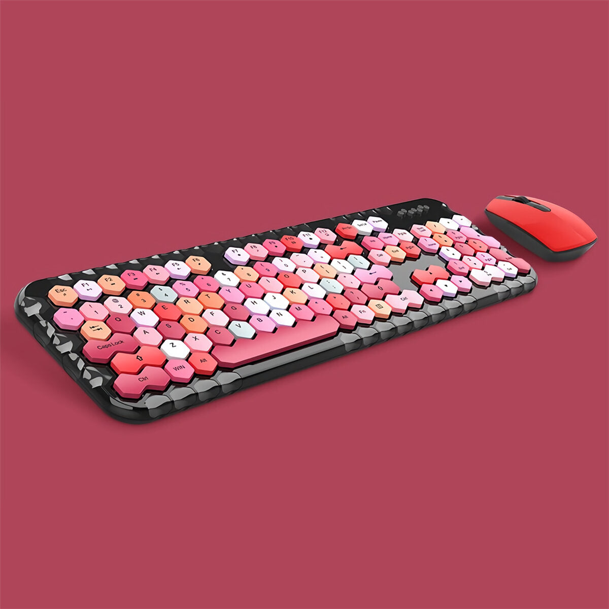 2.4G Wireless Keyboard & Mouse Set 104 Keys Honeycomb Keycaps Keyboard Office Mouse Combo for Laptop PC