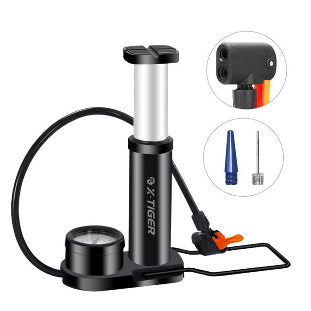 120PSI Bike Pump Mini Portable Bicycle AV FV General Foot Pump with Pressure Gauge Accessories for Ball Car Motorcycles