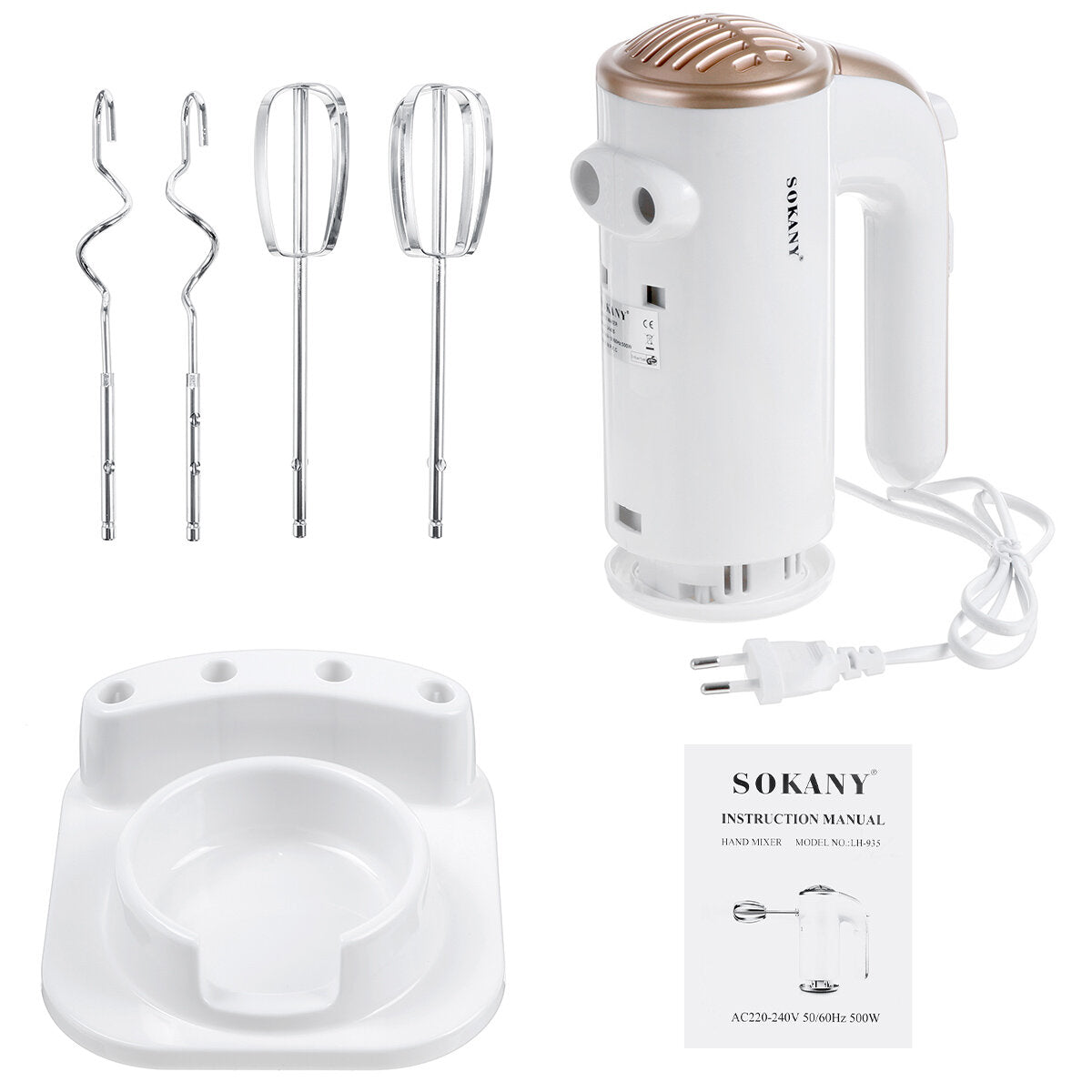 Speed Auto Electric Blender 220V 500W Eggs Beater Food Dough Mixer Whisk Batter for Kitchen