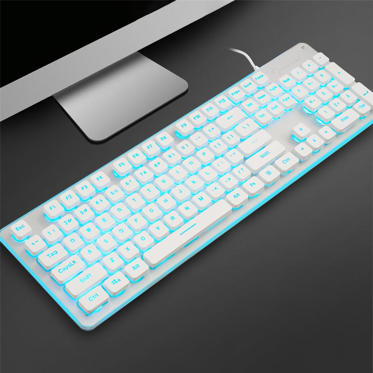104 Keys Mechanical Feeling Keyboard USB Wired Silent RGB Backlit Gaming Keyboard for Home Office