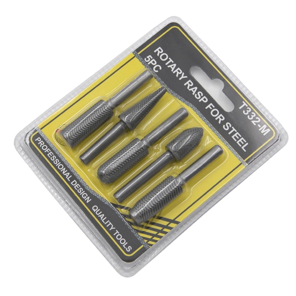 5pcs 6mm Shank Rotary Rasp Carbide Burr Rotary Cutter File wood working Metal Trimming Set Metal Polishing Repair Tool
