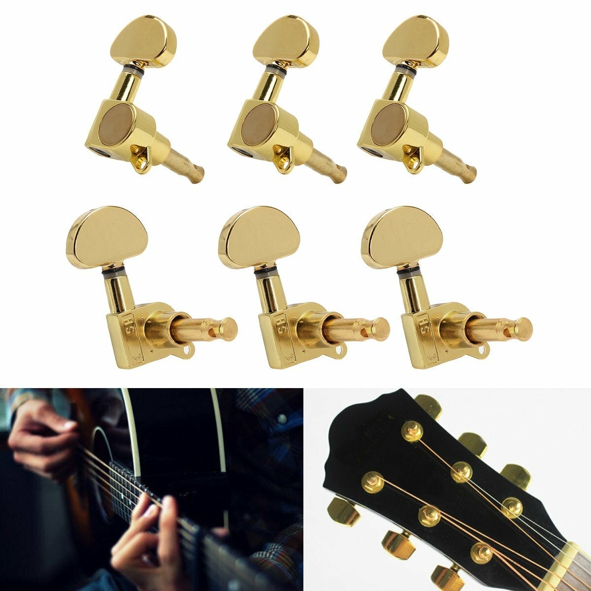 3R3L Semicircle Button Guitar Tuning Pegs Machine Heads Tuners Guitar Parts