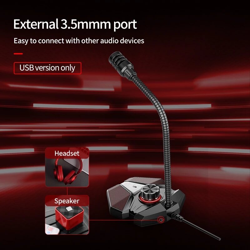 360 Degree Bending Professional Desktop Microphone With Stand for Gaming Singing Conference, Mobile USB