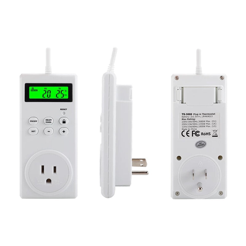Wireless Temperature Controller Temperature Adjustable Backlit LED Display Switch Timer Socket Thermostat