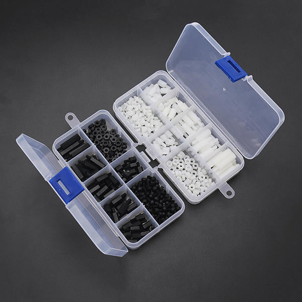 M3NH11 M3 Nylon Screw Black White Hex Screw Nut PCB Standoff Assortment Kit 180Pcs