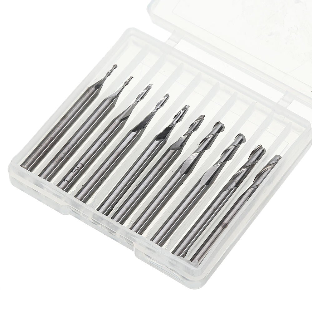 10pcs/Set Ball Nose End Milling Cutter Set Carbon Steel 1mm-3.175mm CNC